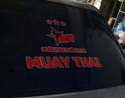наклейка на авто спортивный клуб тайского бокса Red Star Омск 2